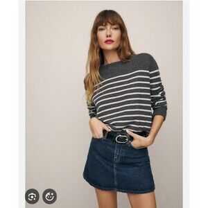 Reformation Gray and White Striped Sweater
